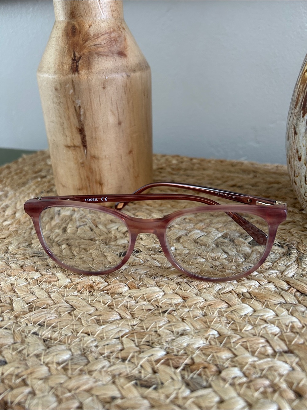 Fossil Semi-Transparent Rosewood Pink Round Frames